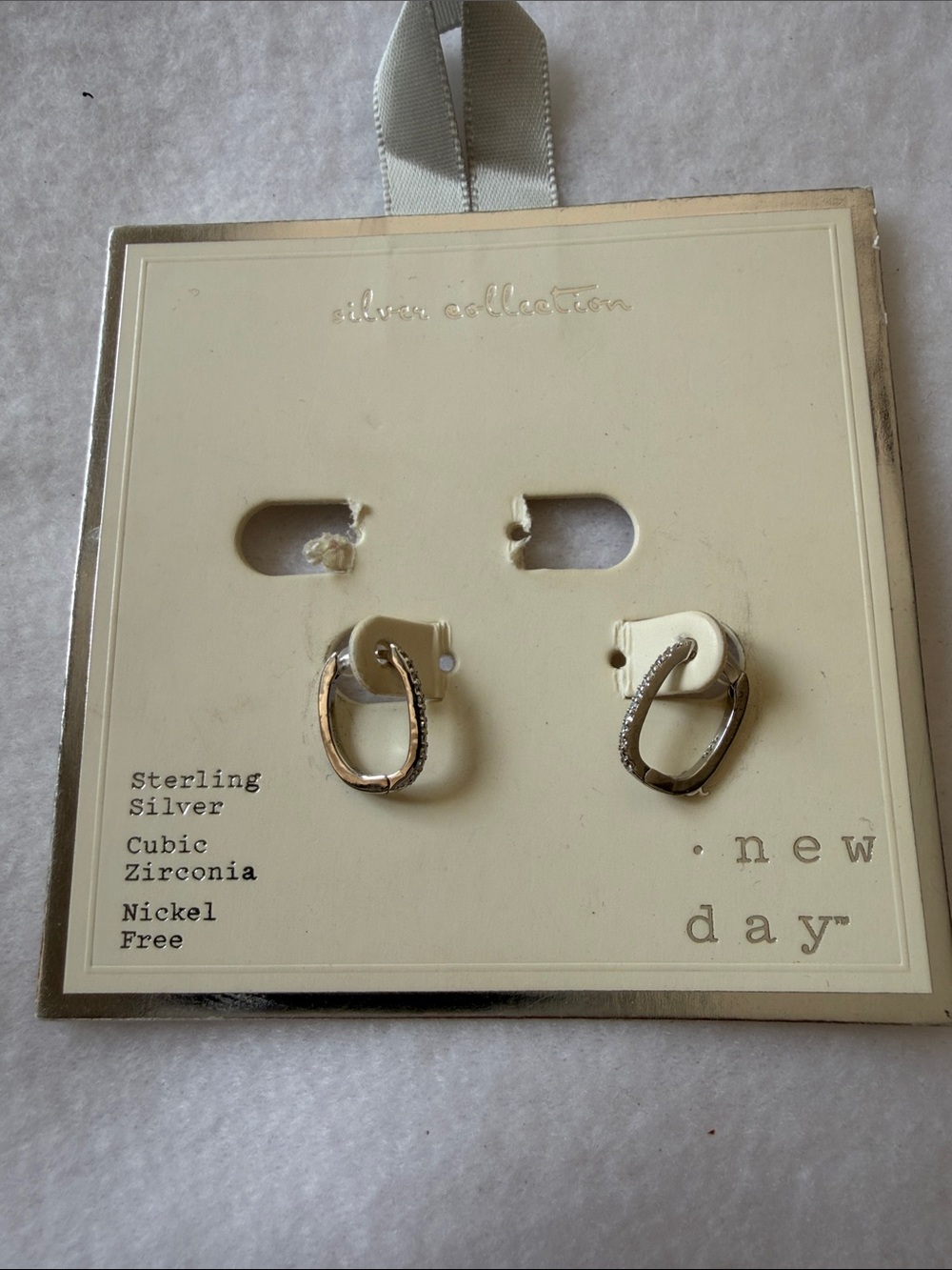 Sterling Cubic Zirconia Hoop Earrings in Silver 925 NEW NWT